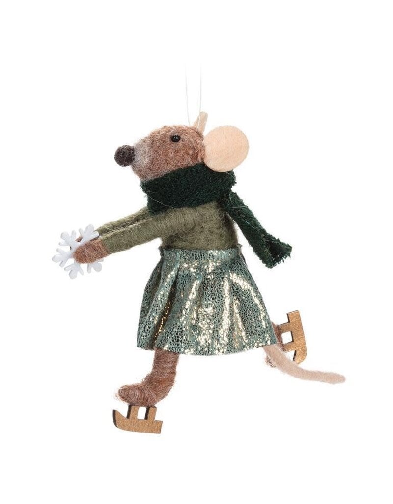 Abbott Collection Skating Mouse with Scarf Ornament