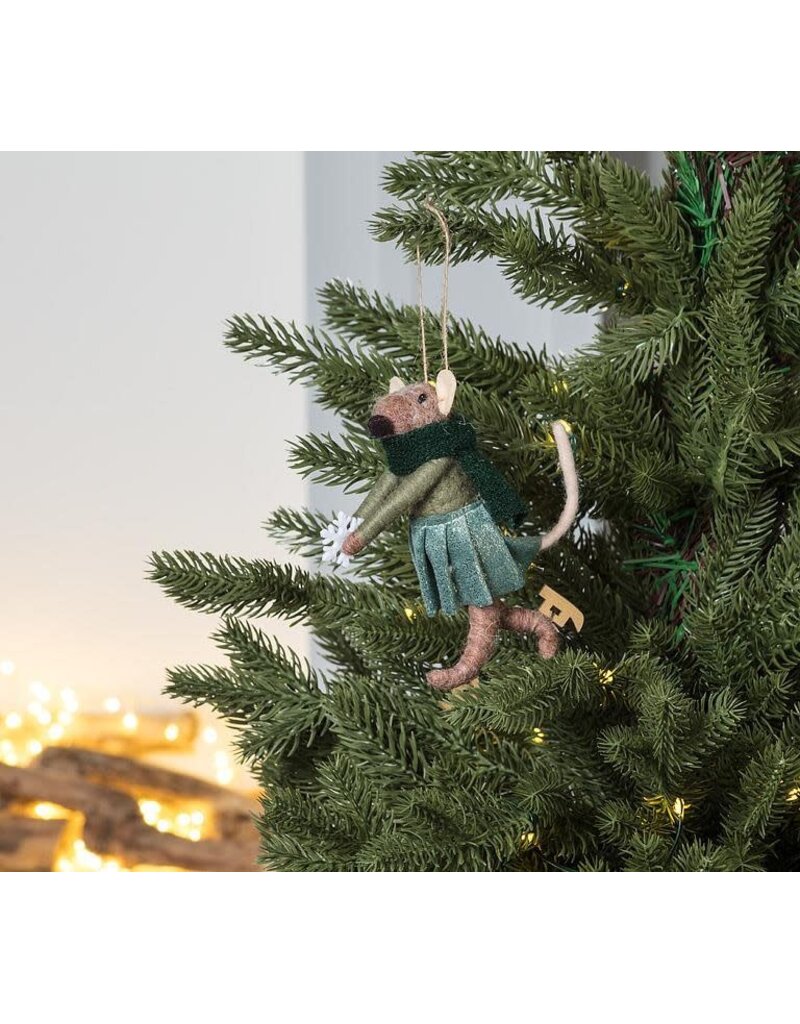 Abbott Collection Skating Mouse with Scarf Ornament