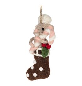 Abbott Collection Felted Wool Chef Mouse in Stocking Ornament