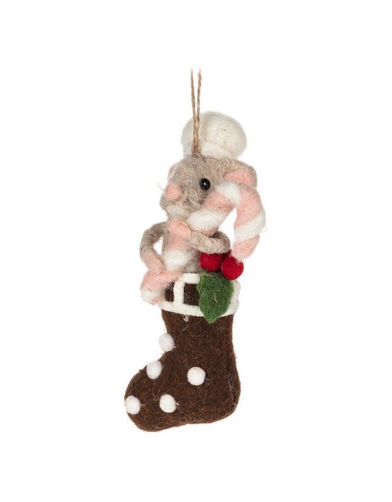 Abbott Collection Felted Wool Chef Mouse in Stocking Ornament
