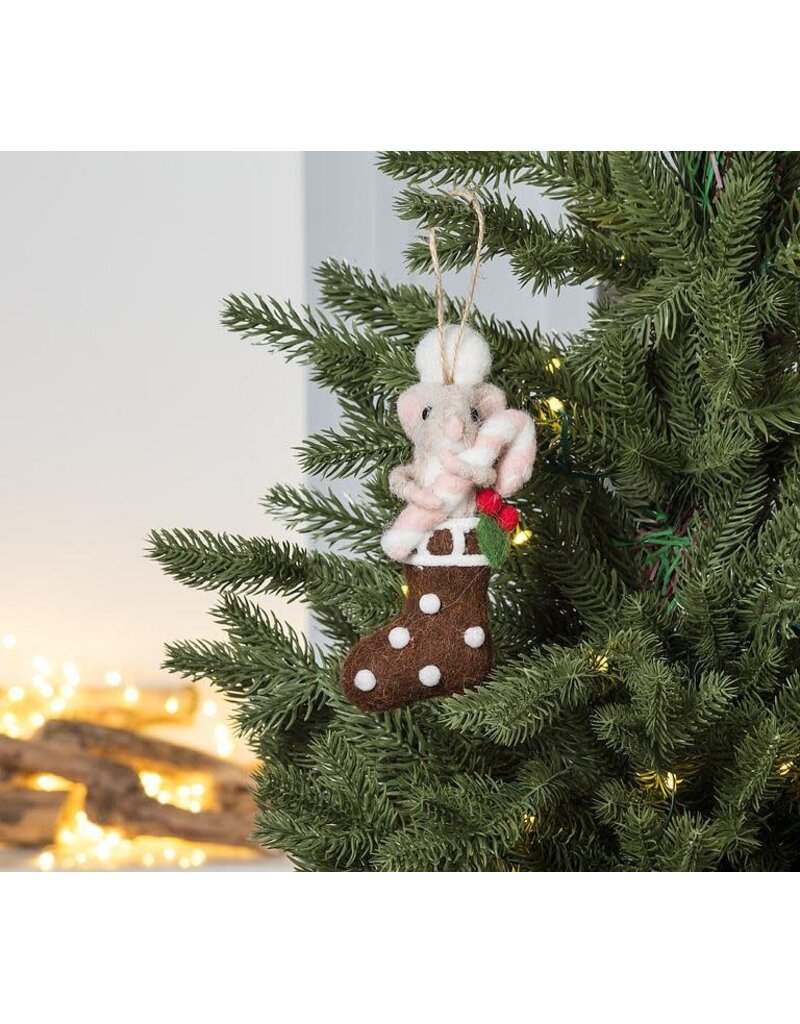 Abbott Collection Felted Wool Chef Mouse in Stocking Ornament