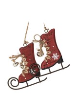 Abbott Collection Rustic Wooden Holiday Skates Ornament