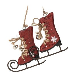 Abbott Collection Rustic Wooden Holiday Skates Ornament