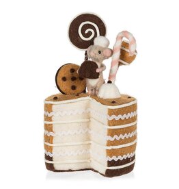 Abbott Collection Felted Wool Large Layer Candy Cake with Mouse