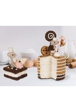 Abbott Collection Felted Wool Large Layer Candy Cake with Mouse