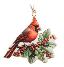 Abbott Collection Cardinal & Holly Ornament