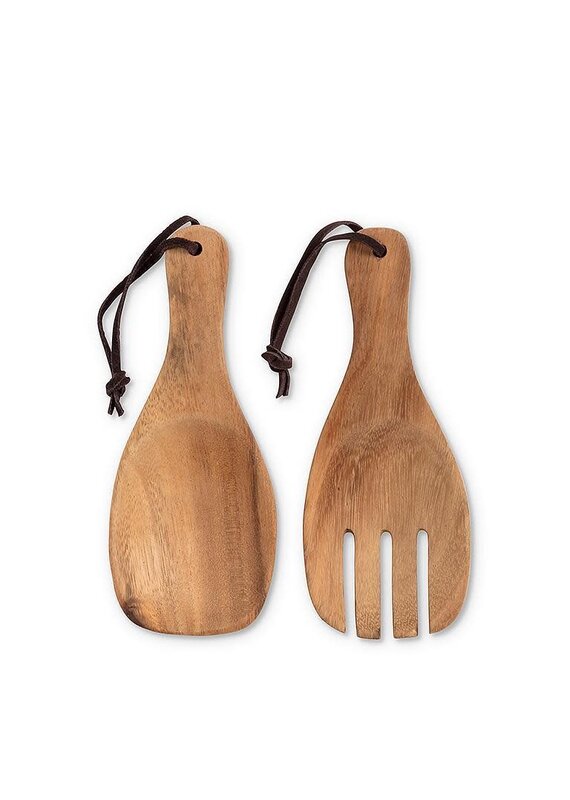 Abbott Collection Acacia Wood Short Scoop Server Set