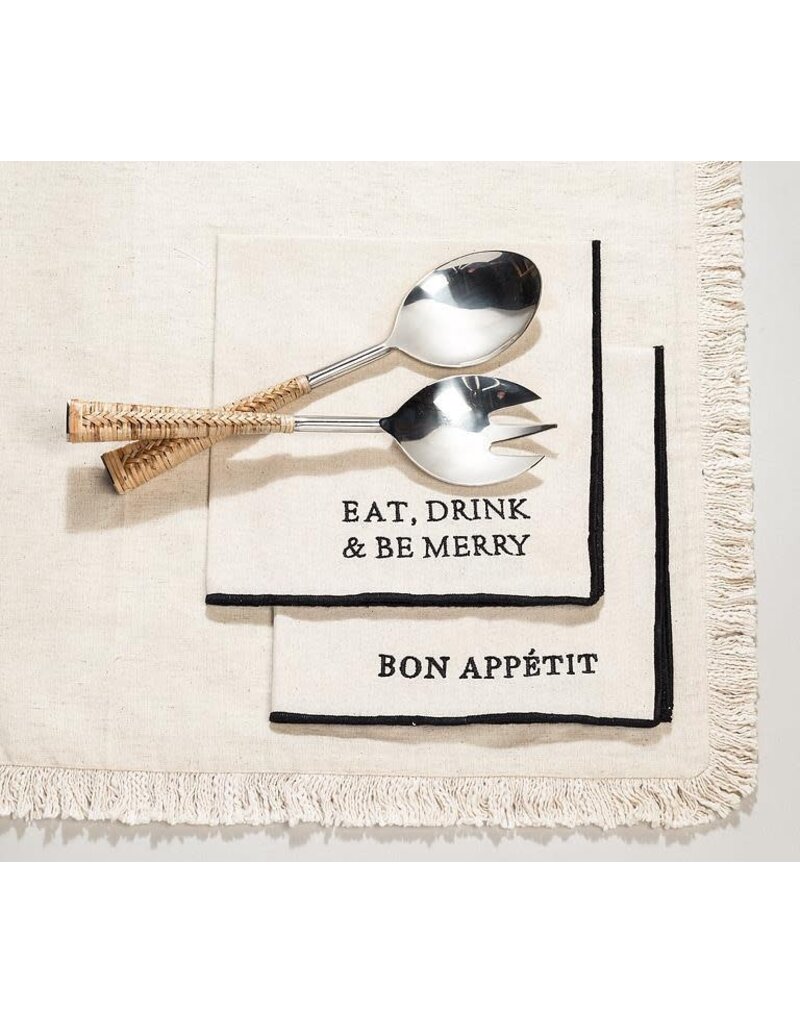 Abbott Collection Rattan Handle Salad Server Set – Stainless Steel & Cane