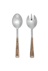 Abbott Collection Rattan Handle Salad Server Set – Stainless Steel & Cane