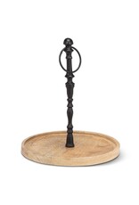 Abbott Collection Round Mango  Wood Tray with Handle