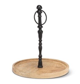 Abbott Collection Round Mango  Wood Tray with Handle