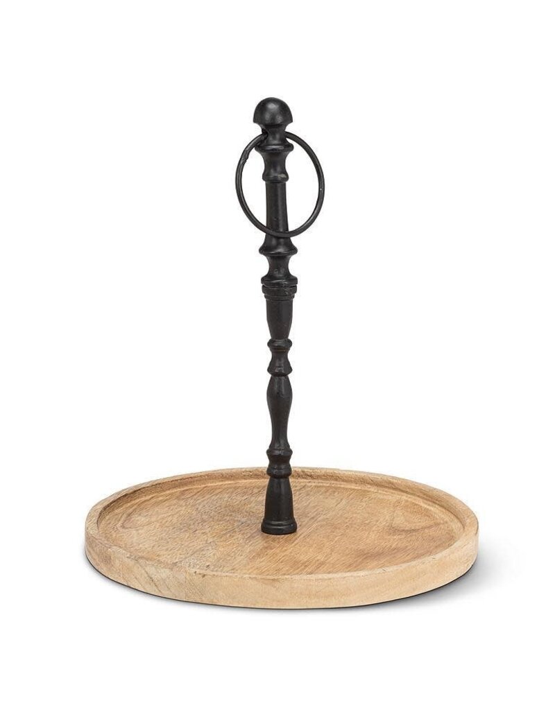 Abbott Collection Round Mango  Wood Tray with Handle