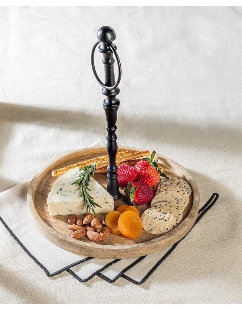 Abbott Collection Round Mango  Wood Tray with Handle