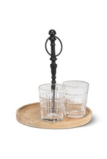 Abbott Collection Round Mango  Wood Tray with Handle