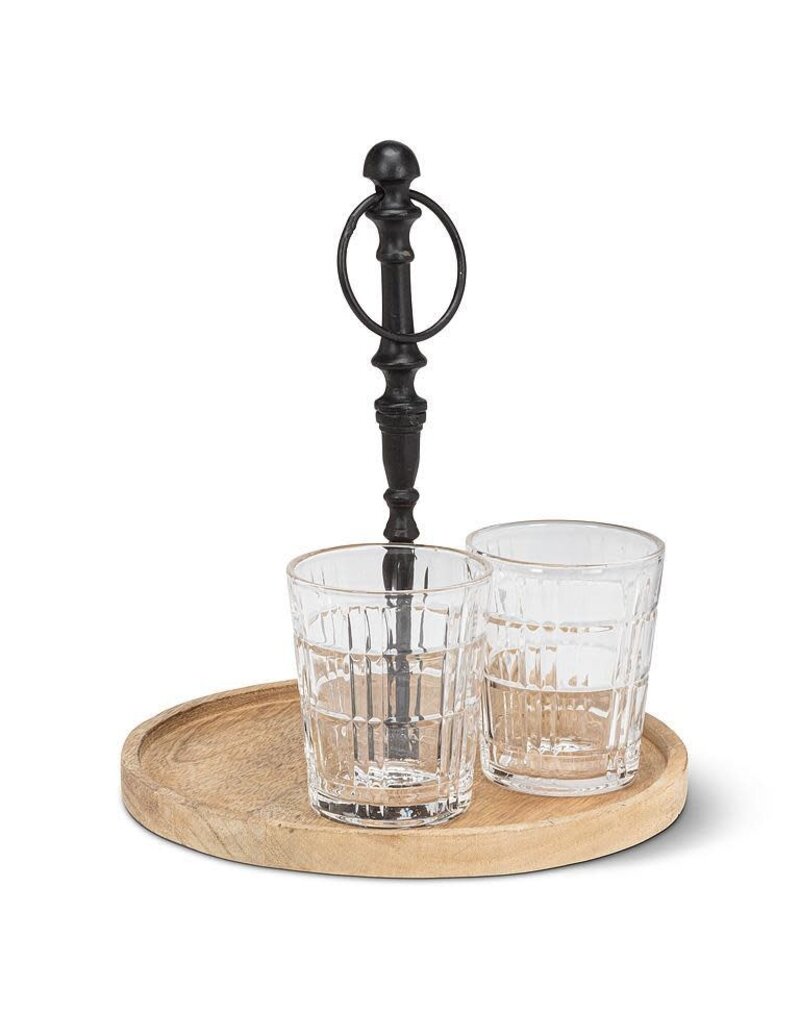 Abbott Collection Round Mango  Wood Tray with Handle