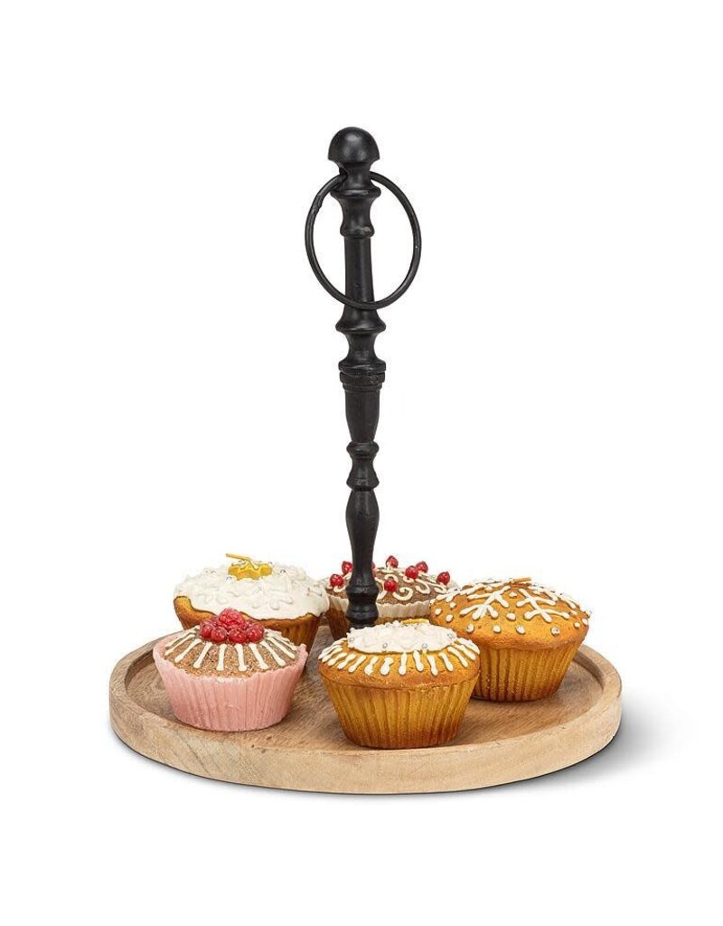 Abbott Collection Round Mango  Wood Tray with Handle