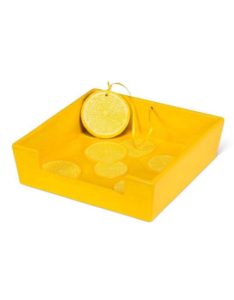 Abbott Collection Ceramic Lemon Slice Napkin Holder – Zesty Tabletop Kitchen Accessory