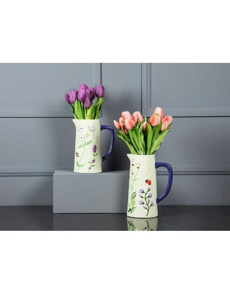 Abbott Collection Embossed Ceramic Floral Pitcher