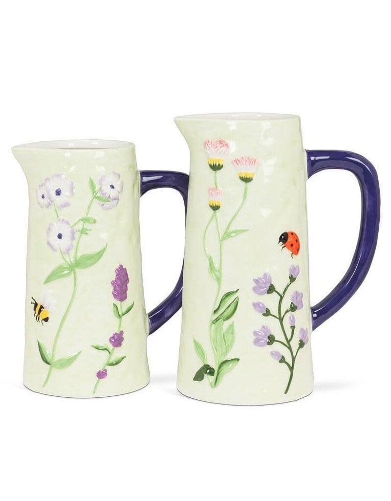 Abbott Collection Embossed Ceramic Floral Pitcher