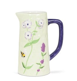 Abbott Collection Embossed Ceramic Floral Pitcher