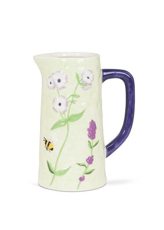 Abbott Collection Embossed Ceramic Floral Pitcher