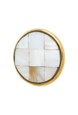 Round Gold Edge Knob with Mother of Pearl Tile Center | Luxury Cabinet Hardware