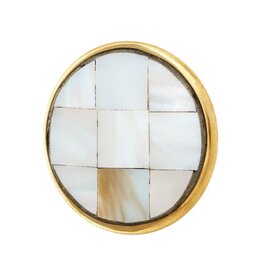 Round Gold Edge Knob with Mother of Pearl Tile Center | Luxury Cabinet Hardware