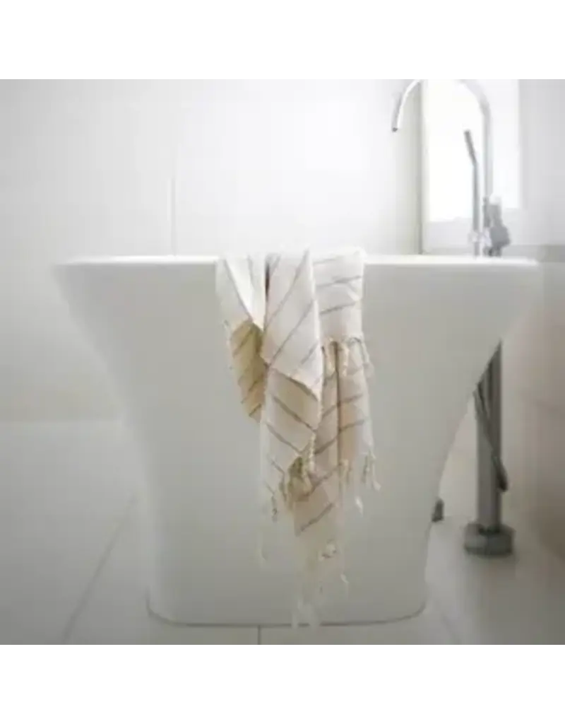 Pokoloko Bamboo Hand Towel by Pokoloko | Mist Striped – Luxury Turkish Cotton & Bamboo, Antimicrobial, Multi-Use