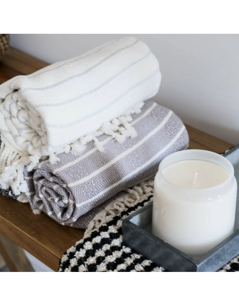 Pokoloko Turkish Cotton & Bamboo Towel by Pokoloko | Mist Striped – Luxury, Antimicrobial, Quick-Dry, Versatile Bath Towel