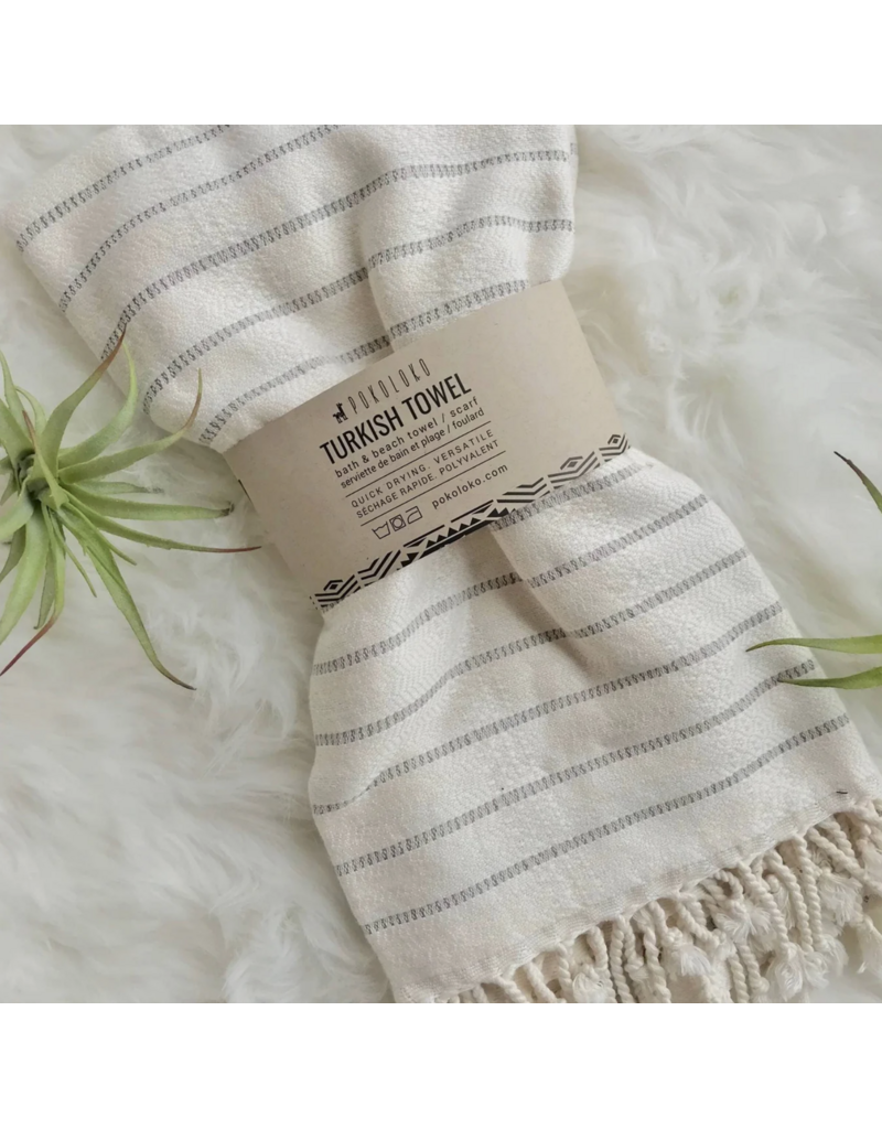 Pokoloko Turkish Cotton & Bamboo Towel by Pokoloko | Mist Striped – Luxury, Antimicrobial, Quick-Dry, Versatile Bath Towel