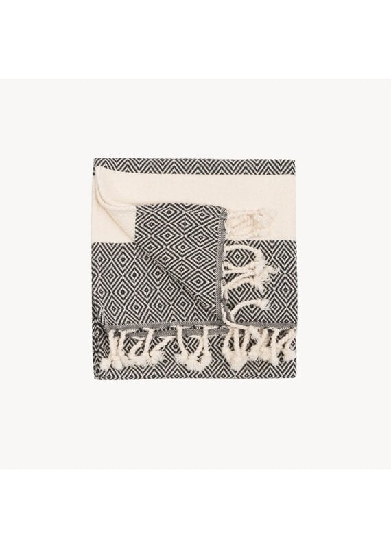 Pokoloko Diamond Turkish Cotton Hand Towel by Pokoloko | Carbon: Classic Weave, Soft & Durable