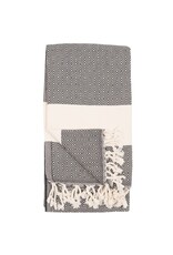 Pokoloko Turkish Cotton Towel by Pokoloko | Carbon – Classic Diamond Weave, Soft, Durable, Versatile, Bath & Beach