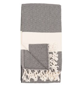 Pokoloko Turkish Cotton Towel by Pokoloko | Carbon – Classic Diamond Weave, Soft, Durable, Versatile, Bath & Beach