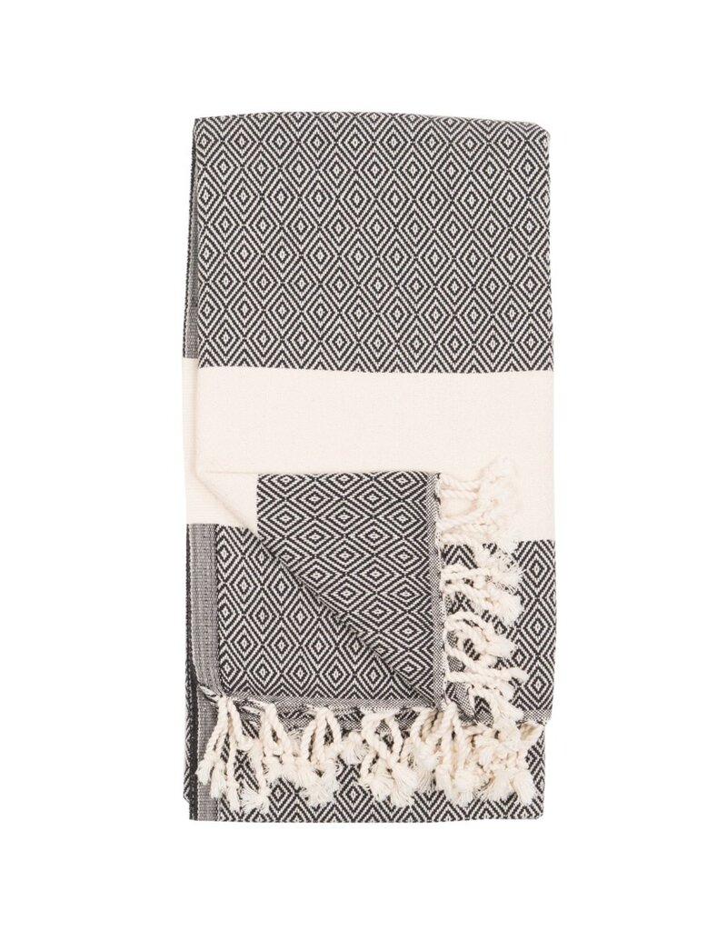 Pokoloko Turkish Cotton Towel by Pokoloko | Carbon – Classic Diamond Weave, Soft, Durable, Versatile, Bath & Beach