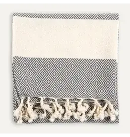 Pokoloko Diamond Turkish Cotton Hand Towel by Pokoloko | Slate: Classic Weave, Soft & Durable