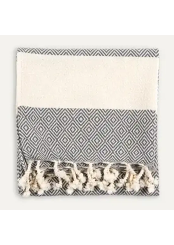 Pokoloko Diamond Turkish Cotton Hand Towel by Pokoloko | Slate: Classic Weave, Soft & Durable