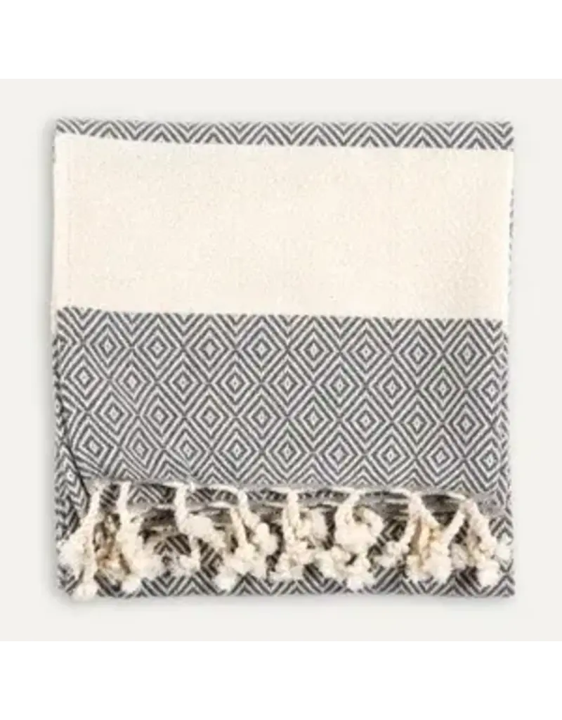 Pokoloko Diamond Turkish Cotton Hand Towel by Pokoloko | Slate: Classic Weave, Soft & Durable