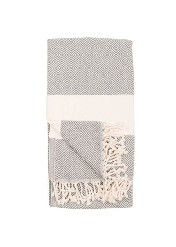 Pokoloko Turkish Cotton Towel by Pokoloko | Slate – Classic Diamond Weave, Soft, Durable, Versatile, Bath & Beach