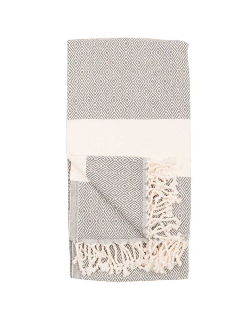 Pokoloko Turkish Cotton Towel by Pokoloko | Slate – Classic Diamond Weave, Soft, Durable, Versatile, Bath & Beach
