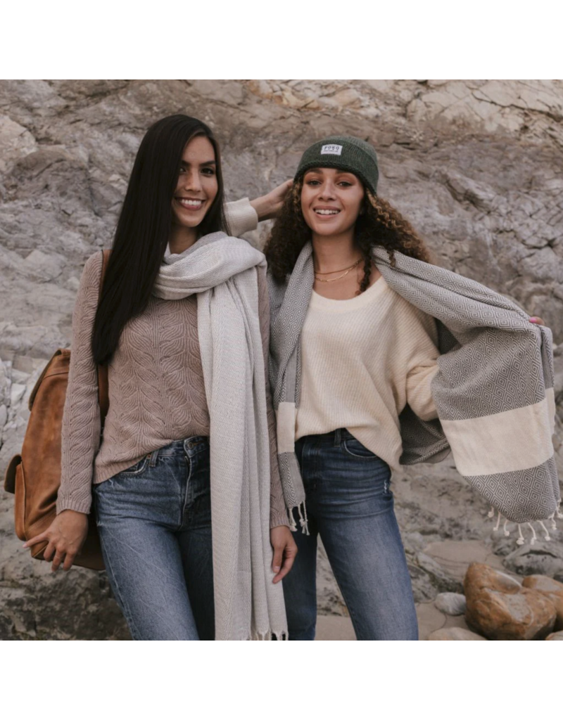 Pokoloko Turkish Cotton Towel by Pokoloko | Slate – Classic Diamond Weave, Soft, Durable, Versatile, Bath & Beach