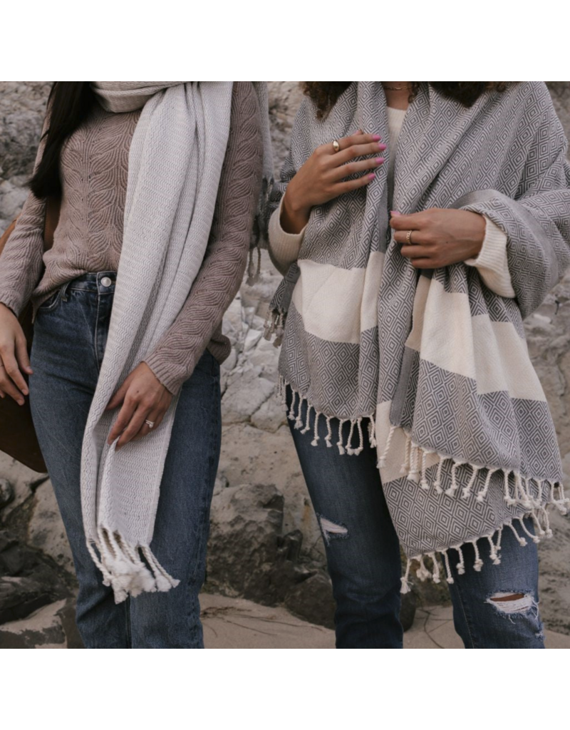 Pokoloko Turkish Cotton Towel by Pokoloko | Slate – Classic Diamond Weave, Soft, Durable, Versatile, Bath & Beach