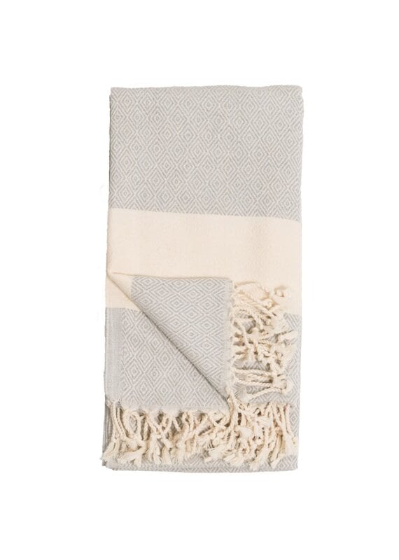 Pokoloko Turkish Cotton Towel by Pokoloko | Mist – Classic Diamond Weave, Soft, Durable, Versatile, Bath & Beach