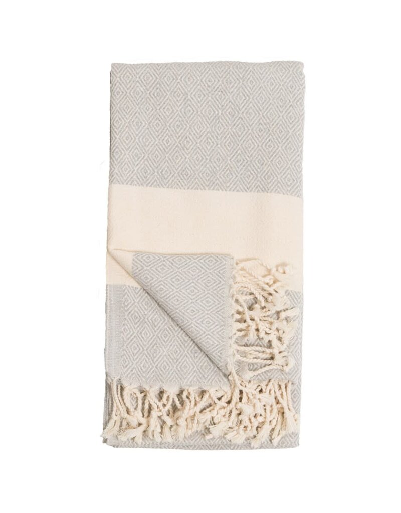 Pokoloko Turkish Cotton Towel by Pokoloko | Mist – Classic Diamond Weave, Soft, Durable, Versatile, Bath & Beach