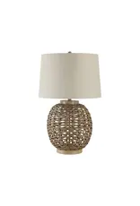 Renwil Noa Woven Rope Table Lamp with Linen Shade