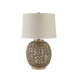 Renwil Noa Woven Rope Table Lamp with Linen Shade