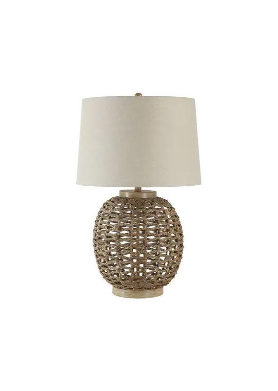 Renwil Noa Woven Rope Table Lamp with Linen Shade