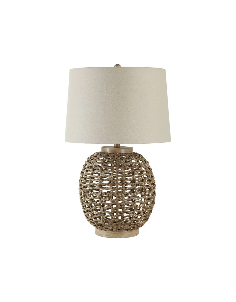 Renwil Noa Woven Rope Table Lamp with Linen Shade