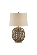 Renwil Noa Woven Rope Table Lamp with Linen Shade