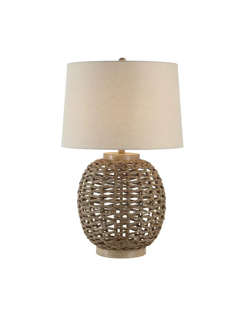 Renwil Noa Woven Rope Table Lamp with Linen Shade
