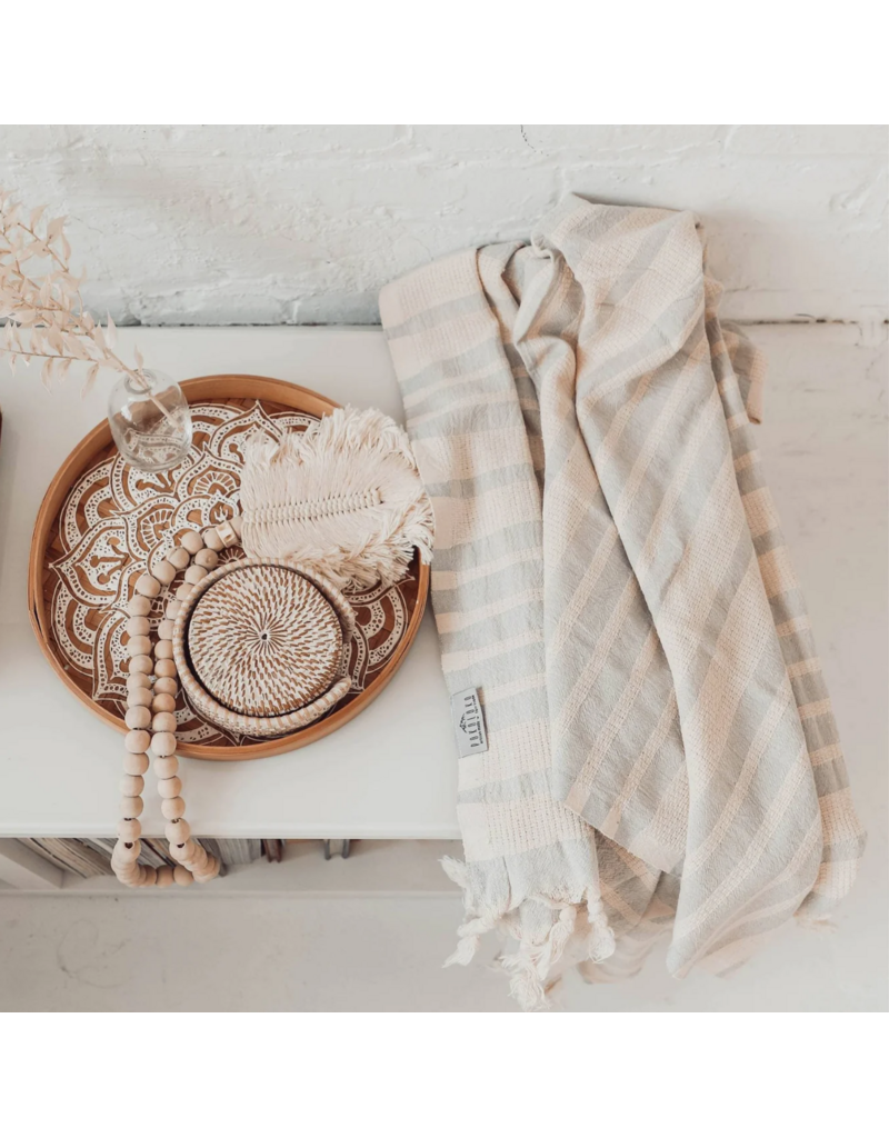 Pokoloko Shannon Turkish Cotton Towel by Pokoloko in Grey | Soft, Absorbent, Versatile